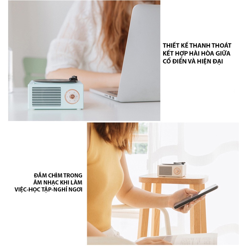 Loa Bluetooth Mini Đĩa Than Vinyl Cổ Điển X10 Phong Cách Giả Cổ Decor Vintage