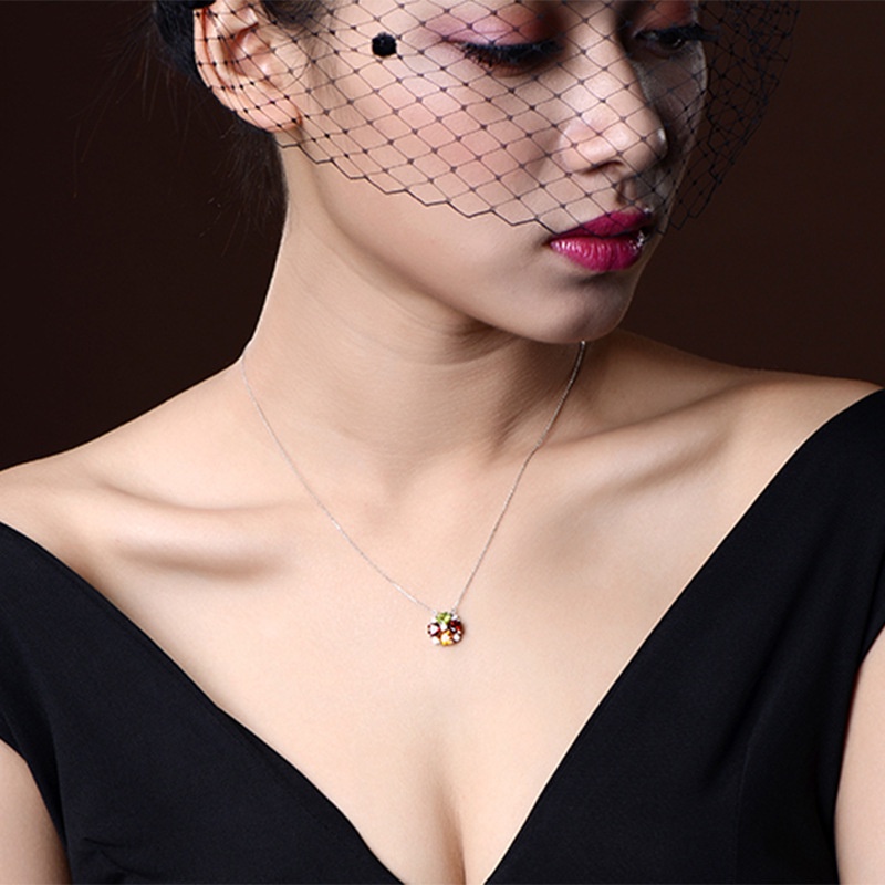 Thời Trang vòng cổ Mặt Trái Tim Đính Đá Nhiều Màu