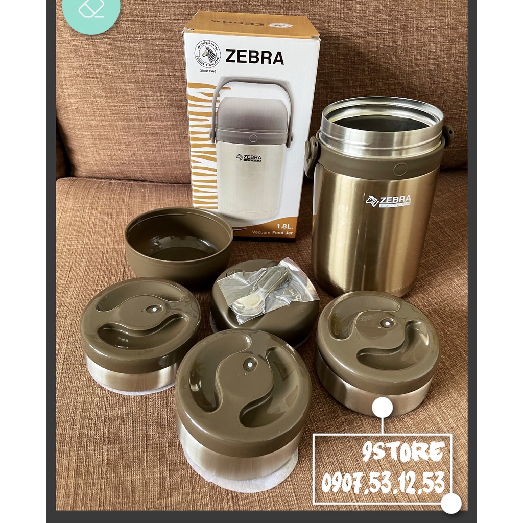 Camen giữ nhiệt Inox 304 Zebra Vacuum Food Jar 1.8 Lít Thái Lan