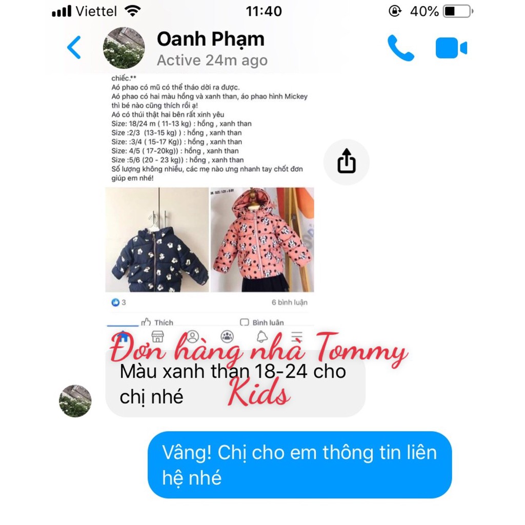 Aó khoác phao siêu nhẹ HM hình mickey cho bé trai và gái từ 18 tháng đến 6 tuổi