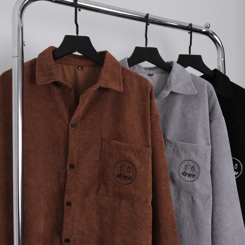 Áo sơ mi nhung tăm Drew chất đẹp KPis Clothes giảm giá 50% dáng rộng nam nữ