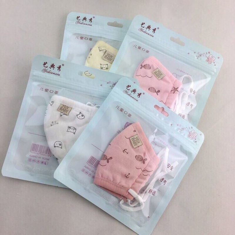 Khẩu trang xô 4 lớp kháng khuẩn túi zip cho bé mẫu mới
