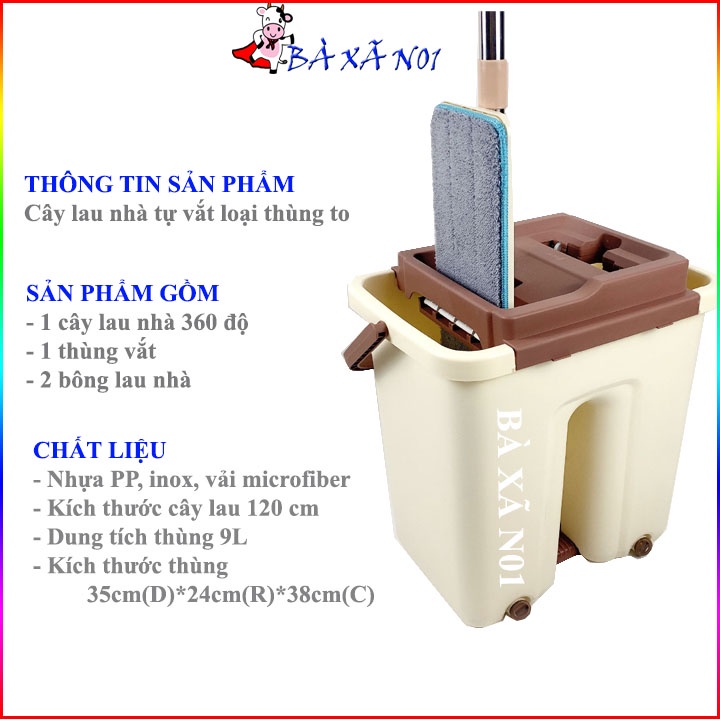 CÂY LAU NHÀ - CHỔI LAU NHÀ TỰ VẮT THÔNG MINH KÈM THÙNG