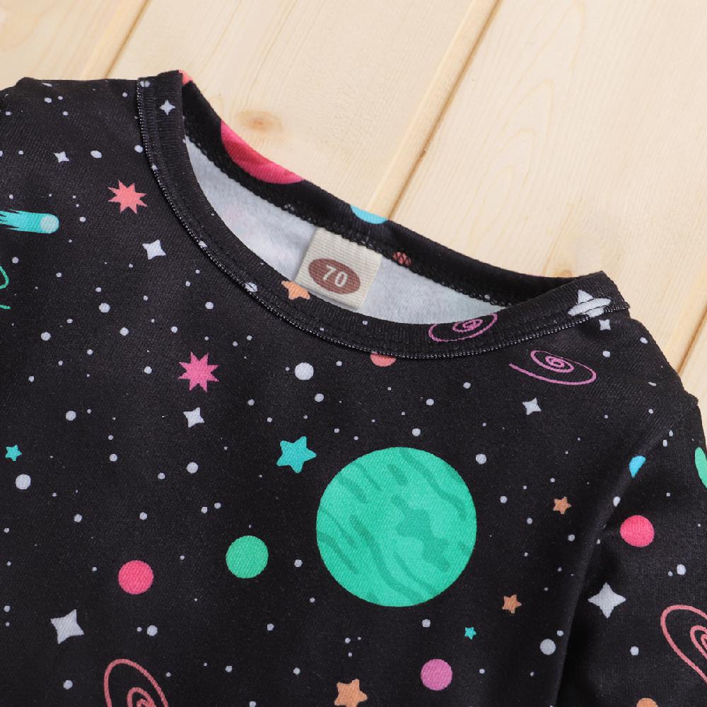 Áo liền quần MIKRDOO tay dài in họa tiết hành tinh vũ trụ thời trang cho bé trai 0-12 tháng tuổi