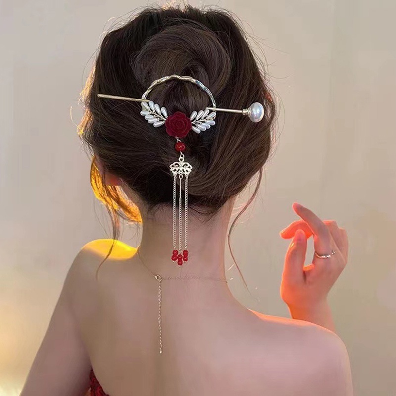 (MớI) Kẹp TóC HìNh Hoa HồNg ĐíNh Ngọ