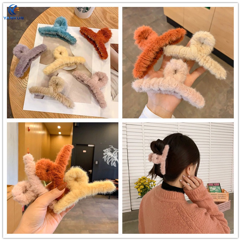 Dễ Thương Kẹp Tóc Lông Thỏ Đáng Yêu Cho Nữ