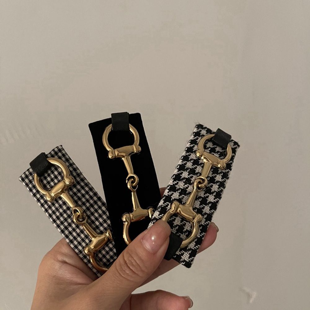 Kẹp tóc/Cài tóc phối khóa kim loại thiết kế đơn giản phong cách Hàn Quốc cổ điển cho nữ