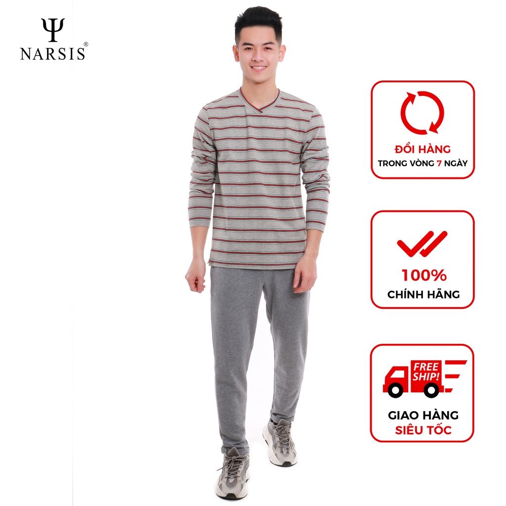 Áo thu đông nam Narsis D9026 màu ghi đỏ