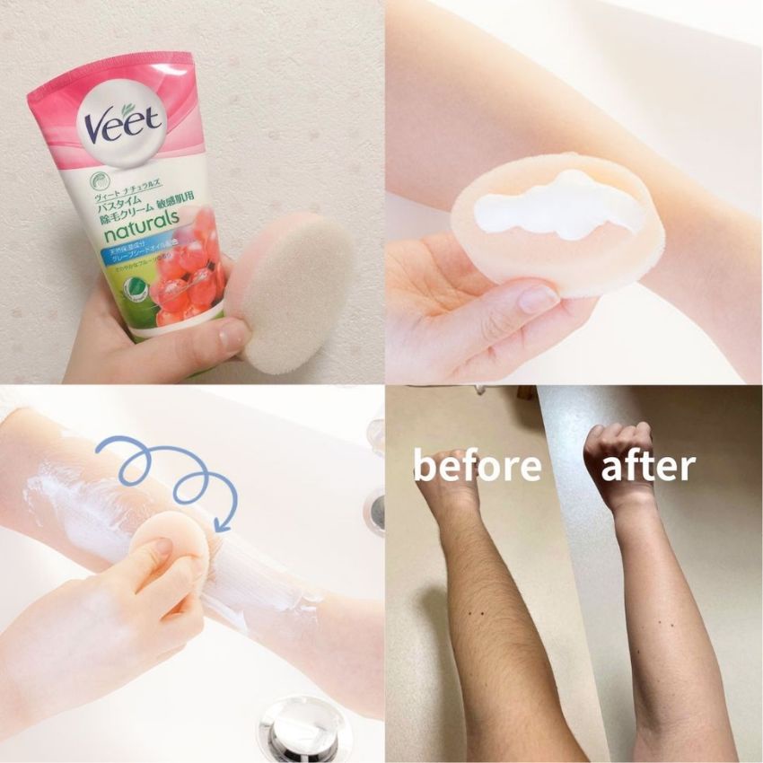 [Chính Hãng] Kem tẩy lông Veet Nhật chiết xuất quả bơ kèm mút