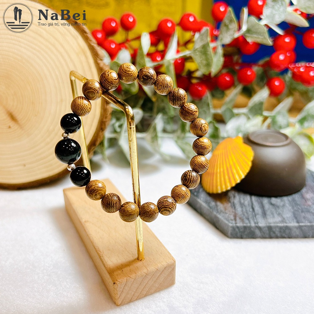 Vòng Tay Trầm Hương Mix Đá Mã Não Tự Nhiên Phù Hợp Cho Nữ Mệnh Kim, Thủy, Mộc, Hỏa, Thổ NB348 - Phong Thủy NaBei Store