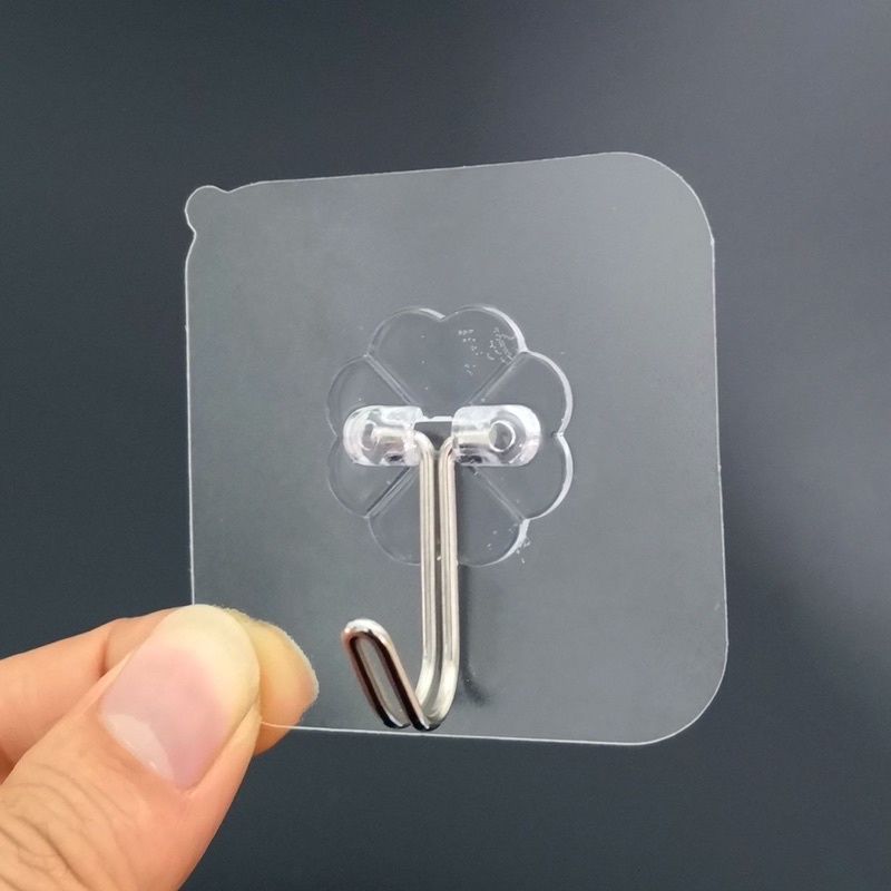 MÓC DÁN TƯỜNG Treo Đồ TRONG SUỐT - Móc Dính Cường Lực Thần Thánh Siêu Dính Đa Năng - 6x6 cm
