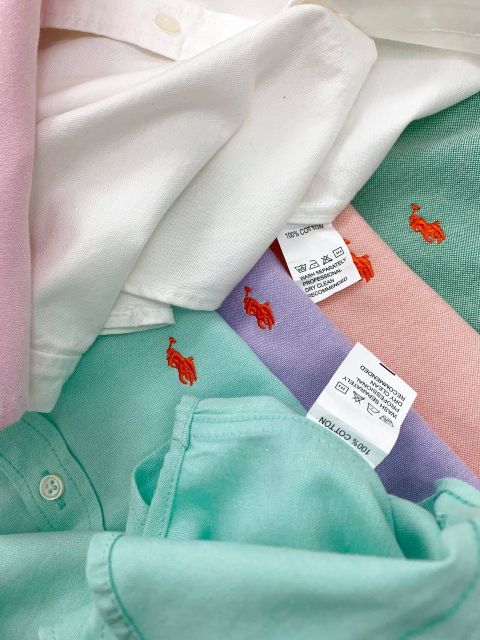 ⭐Áo sơ mi TAY NGẮN Thô Linen Oxford MÀU TRƠN bé trai. Polo RalpLauren.