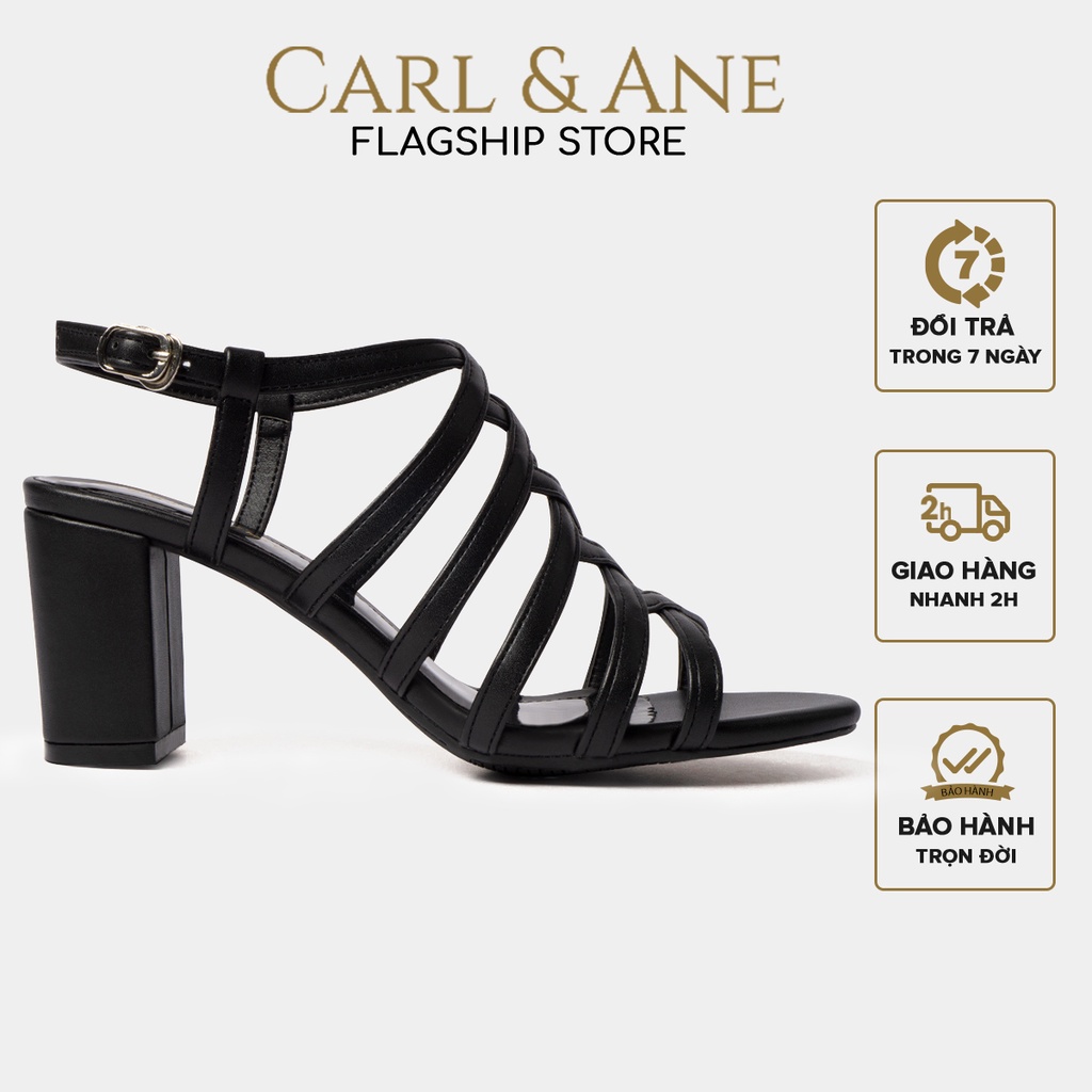 Carl &amp; Ane - Giày sandal chiến binh nữ gót cao 7cm màu đen _ CS001