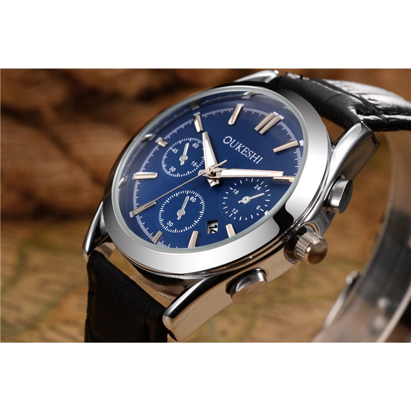 (New Arrival) Đồng Hồ Nam OUKESHI Doanh Nhân Có Lịch Ngày Dây Da Cao Cấp_Tặng Hộp Và Pin | BigBuy360 - bigbuy360.vn