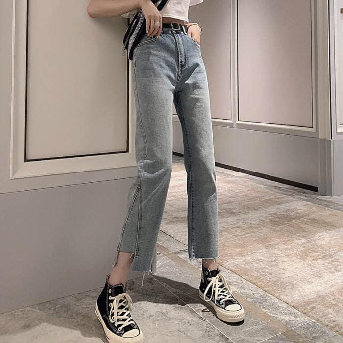 Quần Jean Dài Nữ - Ống Suôn Đứng - Điểm Nhấn Ống Quần Cực Xinh 👉 CÒN SIZE L ✅ MÃ 004 [ HÀNG QUẢNG CHÂU 100 ]