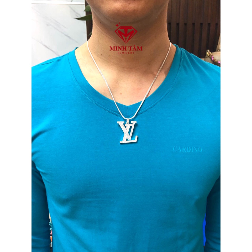 Bộ dây chuyền Lv size trung bạc ta cho nam,có bán lẻ mặt Minh Tâm Jewelry