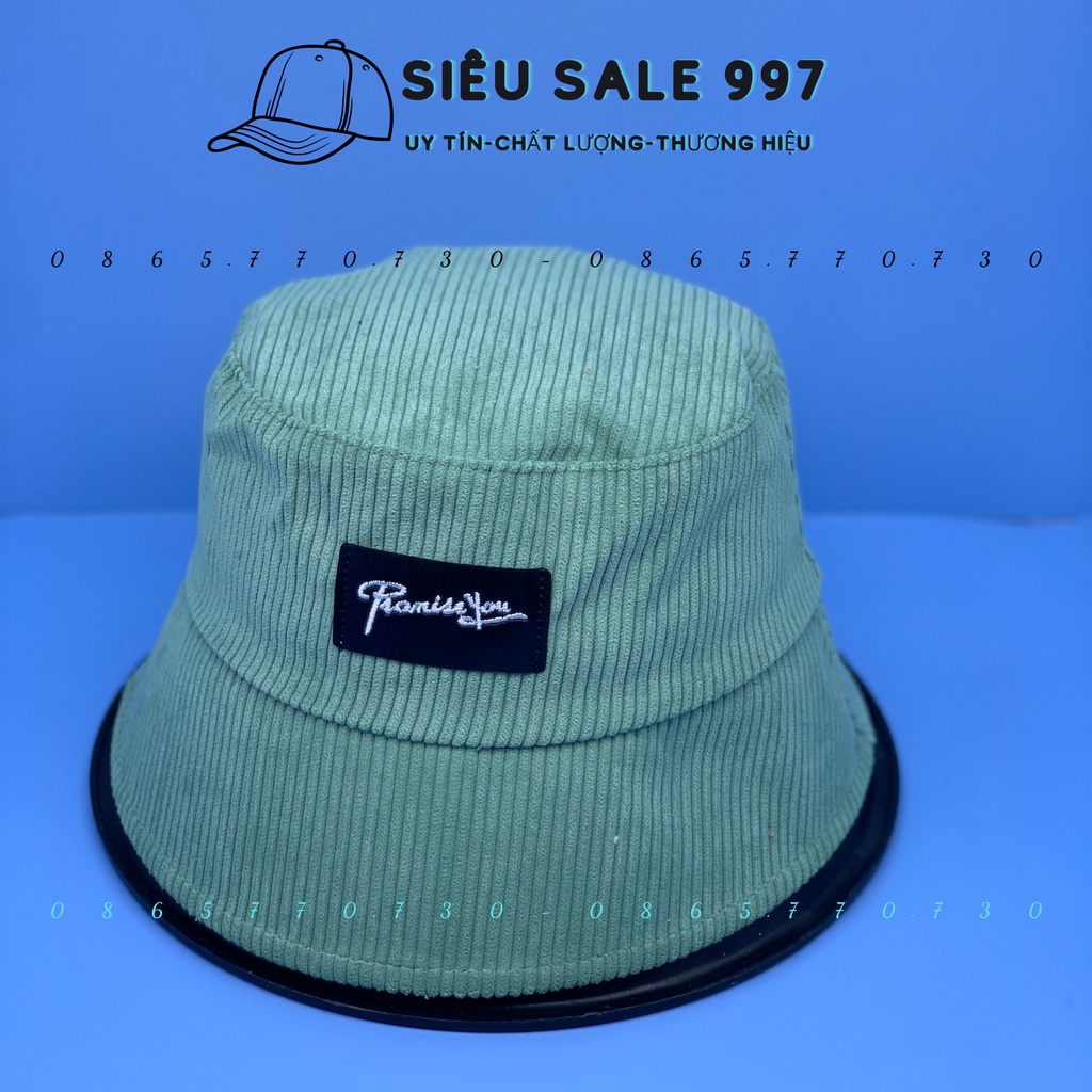 MŨ VÀNH CỤP CHẤT NHUNG GÂN DÀY 2 LỚP LOGO PROMISYOU HOT TREND FORM CHUẨN NAM NỮ 48-56CM