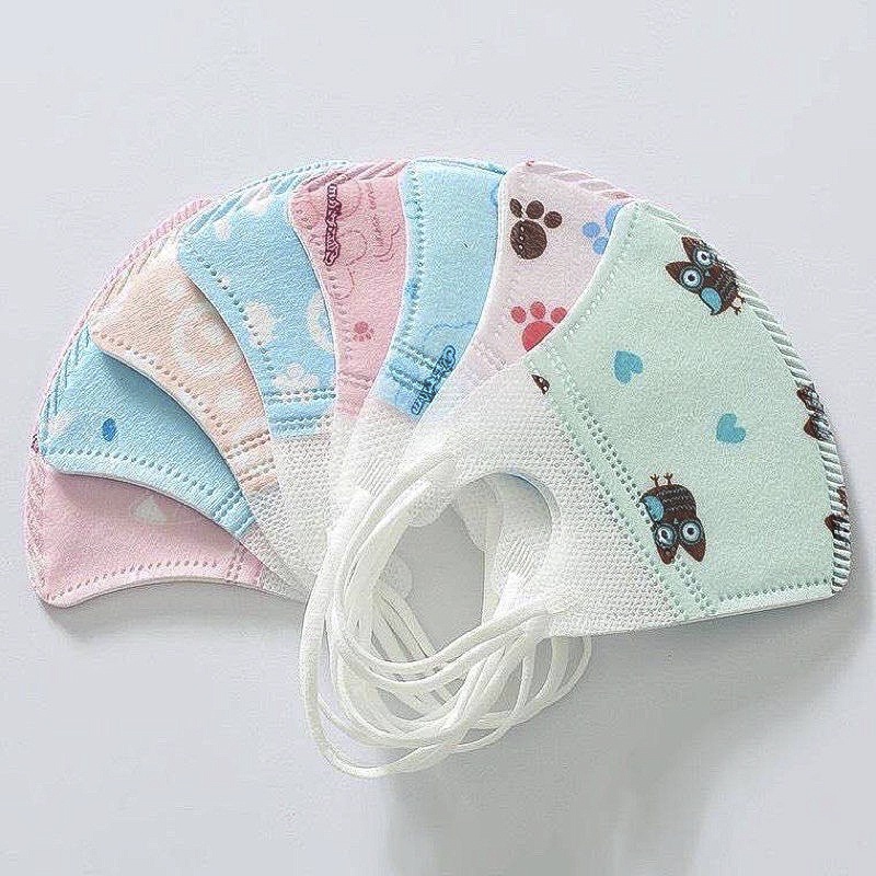 Khẩu trang trẻ em 3D 1 túi 10 cái đa màu sắc cho bé từ 3 tháng - 6 tuổi, có túi zip, hình dáng siêu ngộ nghĩnh