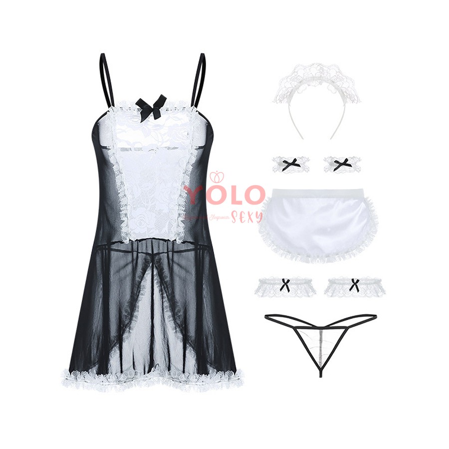 Váy ngủ cosplay hầu gái đầu bếp sexy đủ phụ kiện CP06 | BigBuy360 - bigbuy360.vn