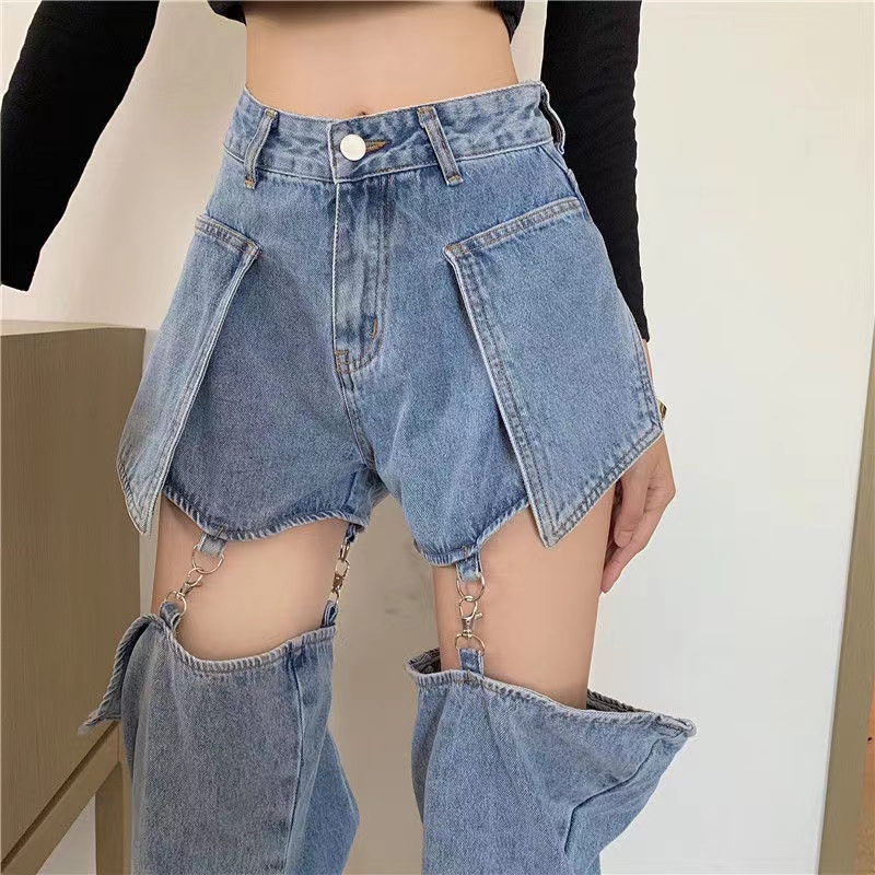 Quần Jeans Nữ Lưng Cao Ống Rộng Thời Trang