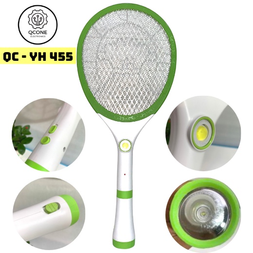 Vợt bắt muỗi bằng điện sạc QCONE YH 455 tích hợp đèn pin tháo rời đèn thu hút muỗi