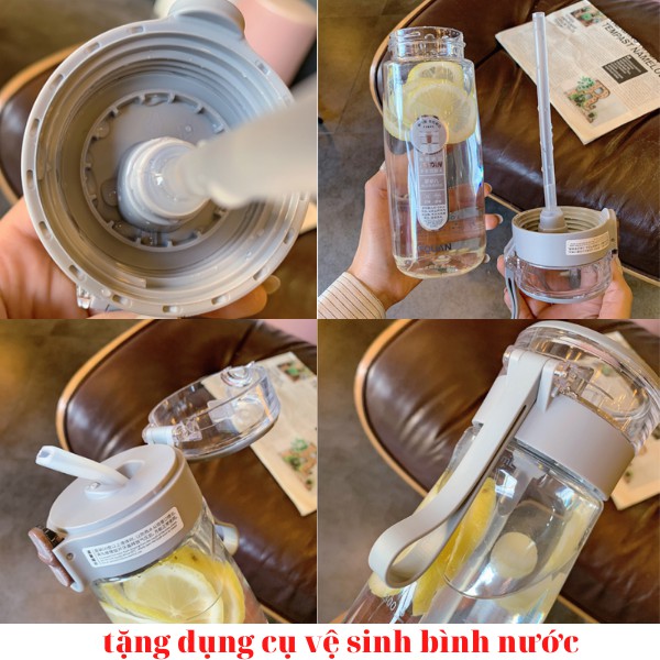 Bình nước THỂ THAO CAO CẤP 600ML LOẠI DÀY CÓ ỐNG HÚT bình nước bình nước thể thao