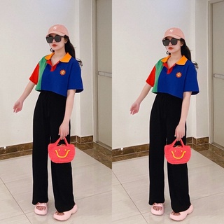 Áo Croptop Polo Phối Màu