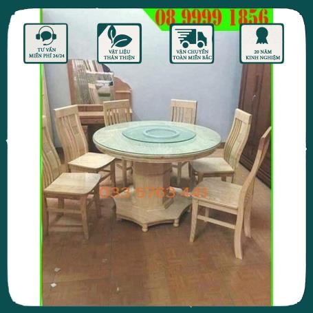 Bàn ăn sồi tròn mâm xoay bàn ăn gỗ bàn ăn gổ bàn ăn go bộ bàn ăn 6 ghế