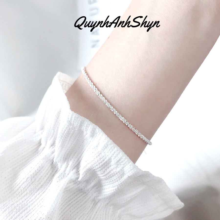 Lắc tay bạc trơn dạng bông xù tạo độ lấp lánh tự nhiên, vòng tay nữ phong cách trẻ trung cá tính