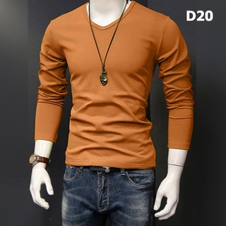 [ Hot Sale ! * ] Áo thun nam cổ tim dài tay đẹp nhiều màu ( hàng cao cấp )