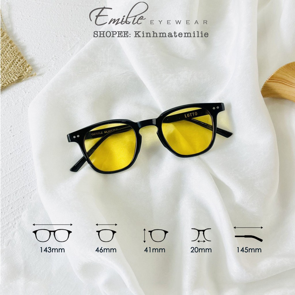Kính mát nam nữ vuông nhỏ Lutto chất liệu nhựa mắt chống UV400 Emilie eyewear