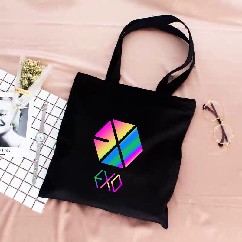 Túi tote vải bố đeo vai canvas in 7 màu nhóm &quot; XO&quot;