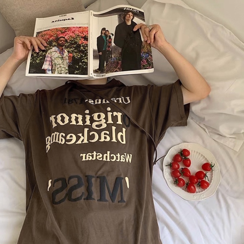 NRVP Áo thun tay ngắn cổ tròn 100% cotton thời trang phong cách Hàn Quốc cho nữ