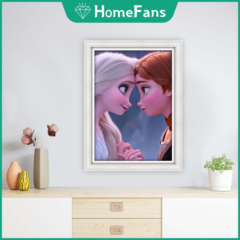 Tranh Đính Đá 5D Tự Làm Hình Công Chúa Hoạt Hình 30X40cm Trang Trí Nhà Cửa