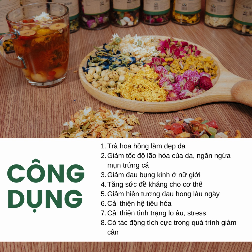 Combo Trà Hoa Hồng, Hoa Nhài Và Táo Đỏ SIÊU THỊ THIÊN NHIÊN Tăng Cường Khí Huyết Hỗ Trợ Làm Đẹp 100g/túi