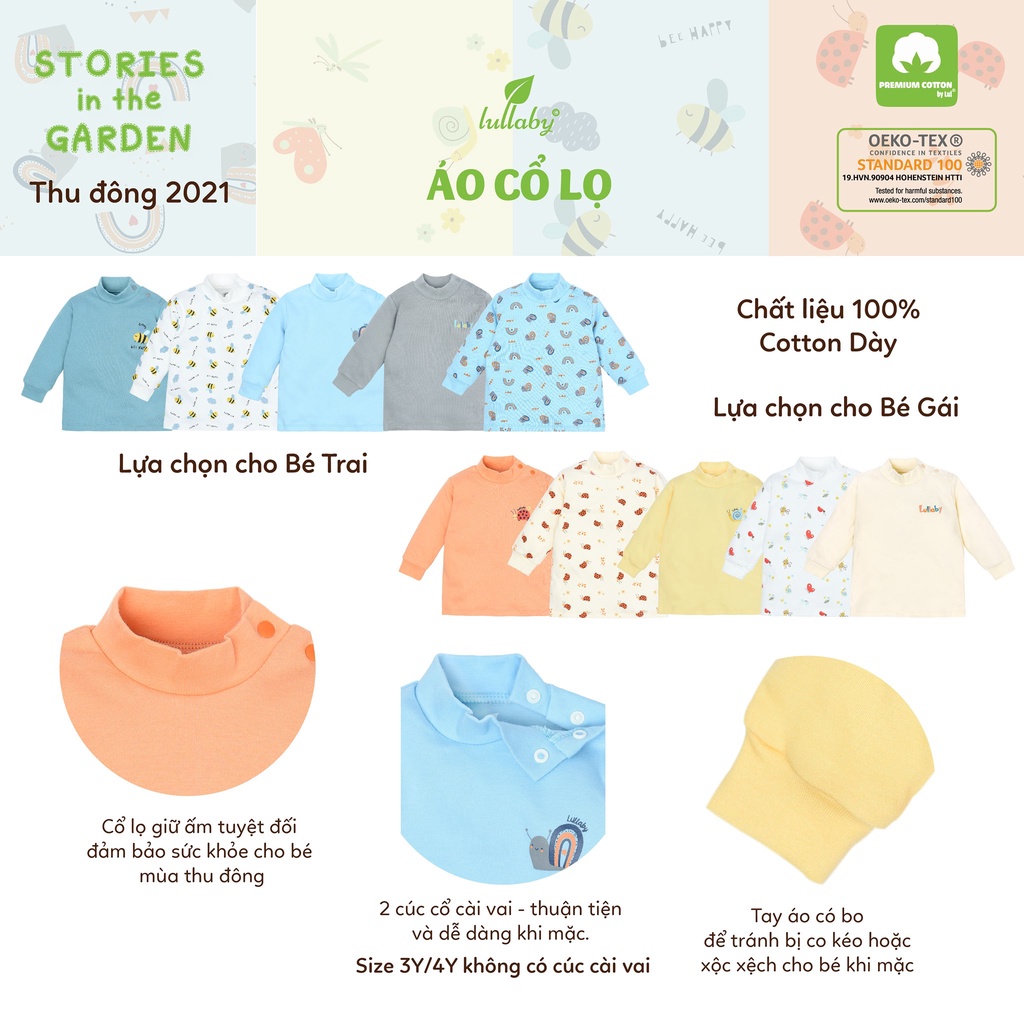 Áo cổ 3 phân cotton dày Lullaby