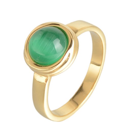 Nhẫn Mặt Tròn Đá Nhân Tạo Màu Xanh Titan Ko Đen TT 3522