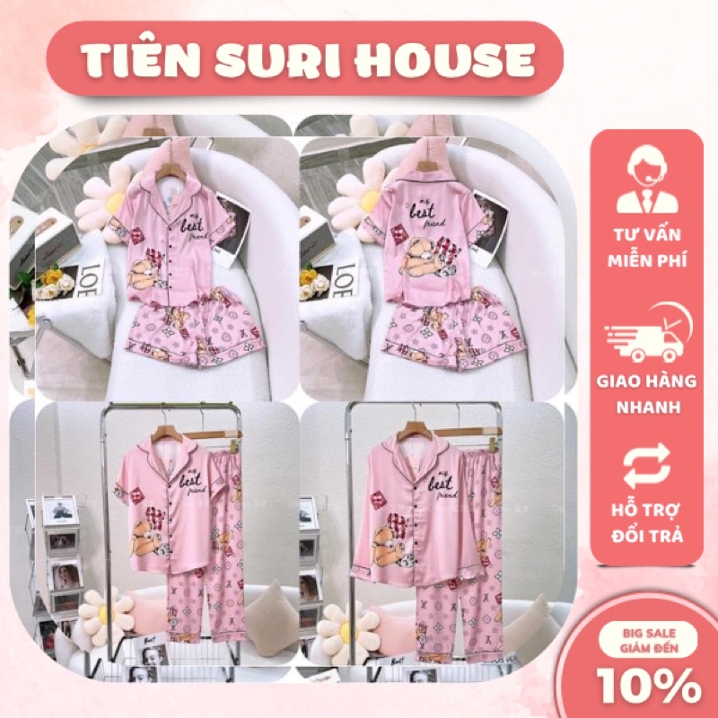 Đồ Bộ Mặc Nhà Pyjama Lụa Latin Thiết Kế Cao Cấp Booboo Gấu - Tiên Suri House