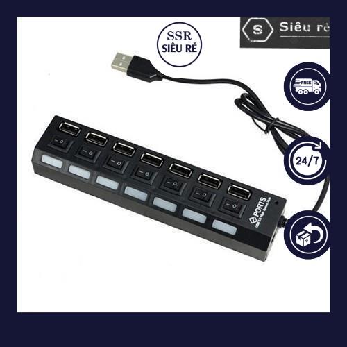 Hub USB 7 cổng có công tắc (Đen) (PD3343)