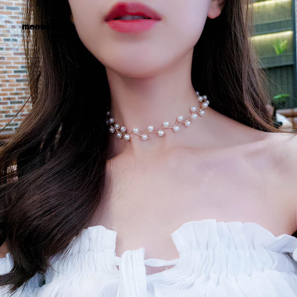 Dây chuyền 2 lớp đính ngọc trai nhân tạo thời trang
