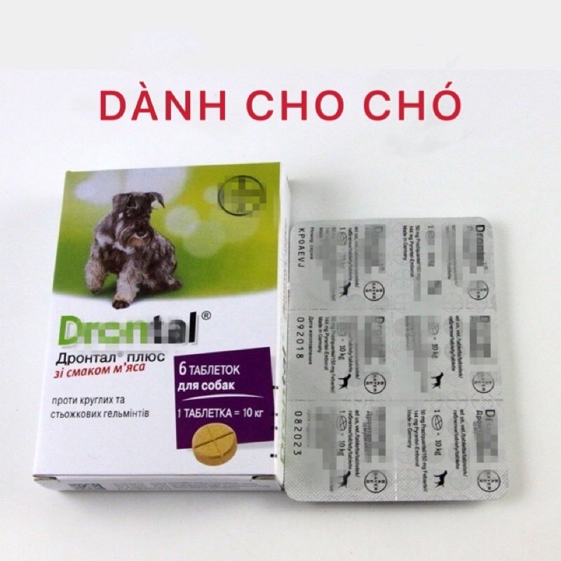 Hỗ trợ giun sán cho cún loại 1v (~10kg)