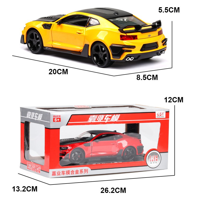 Đồ chơi trẻ em mô hình xe ô tô kim loại cỡ lớn Chevrolet camaro 1:24 có bánh trước bẻ lái được