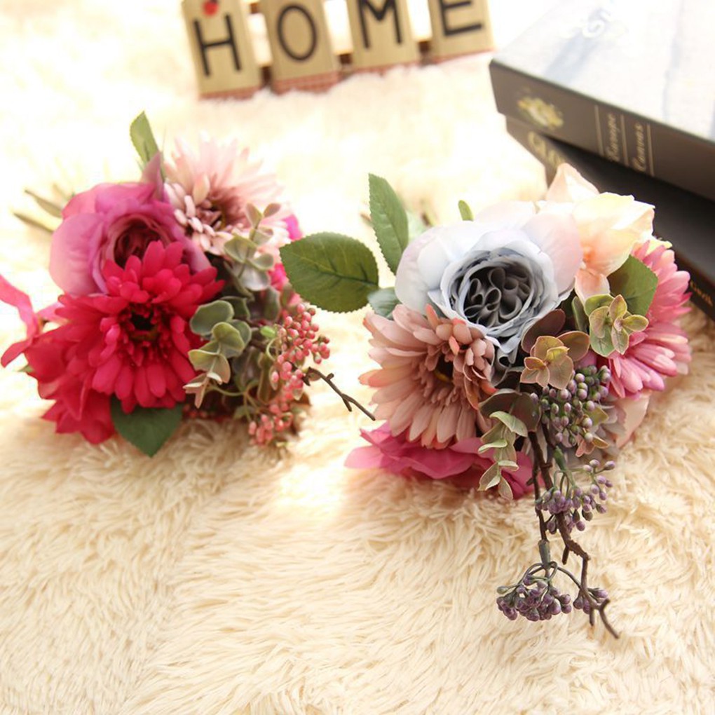 Bó hoa cúc gerbera giả bằng lụa trang trí đẹp mắt