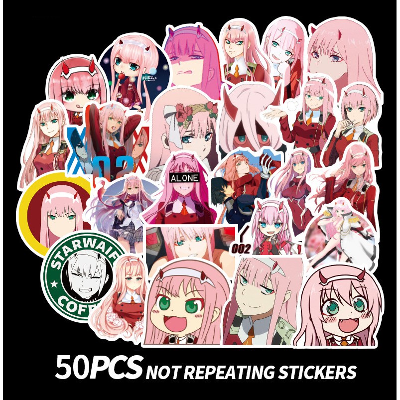 DARLING in the FRANXX Dán50 Cái / bộ Anime Zero Two 002 Chống Thấm Nước DIYStickers Decal
