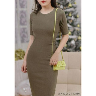 Đầm thun gân body 3 basic thu đông Aholic V2466