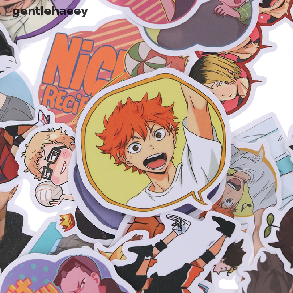 Set 50 miếng dán trang trí hình anime Haikyuu bằng PVC chống thấm nước DIY
