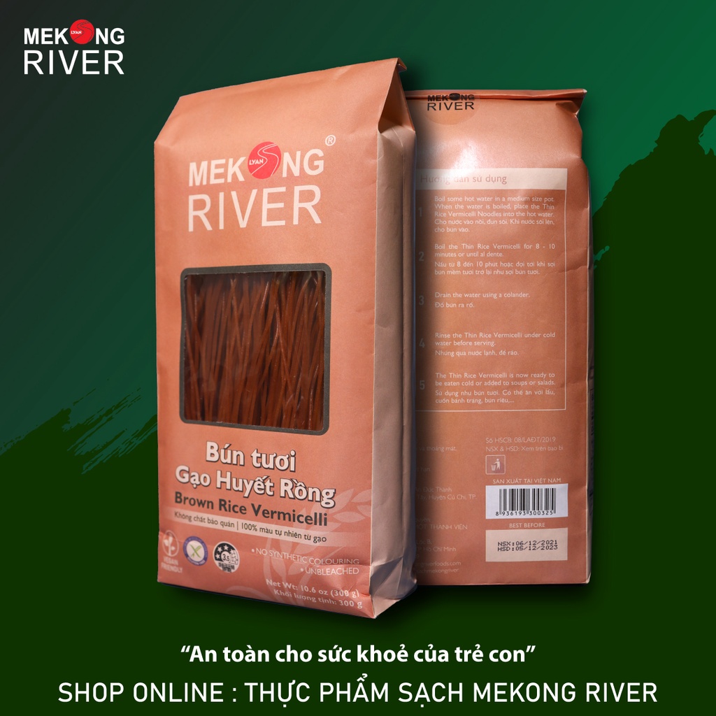 Bún tươi sấy khô gạo lứt huyết rồng mekong river đóng gói - 300g - ảnh sản phẩm 4