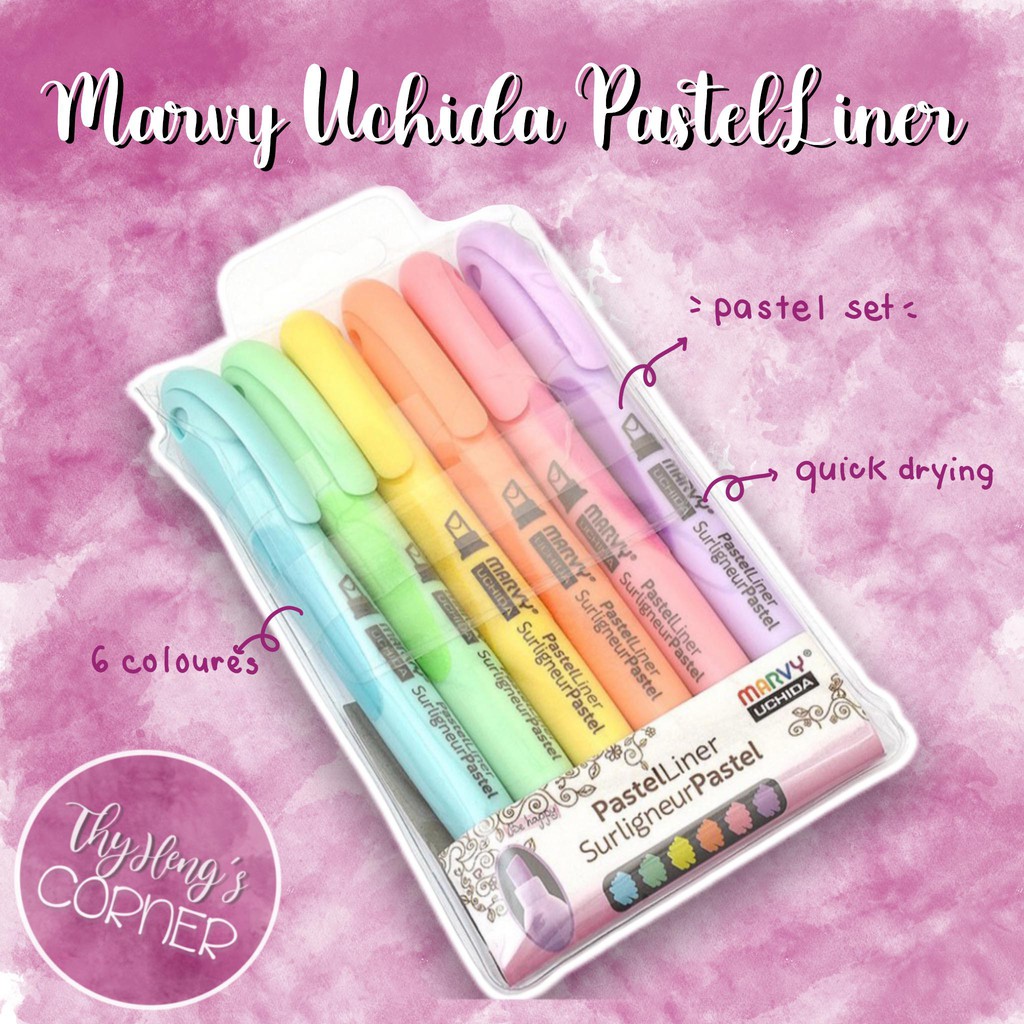 Set/lẻ 6 bút dạ quang Marvy Uchida Highlighter PastelLiner (Loại dài)