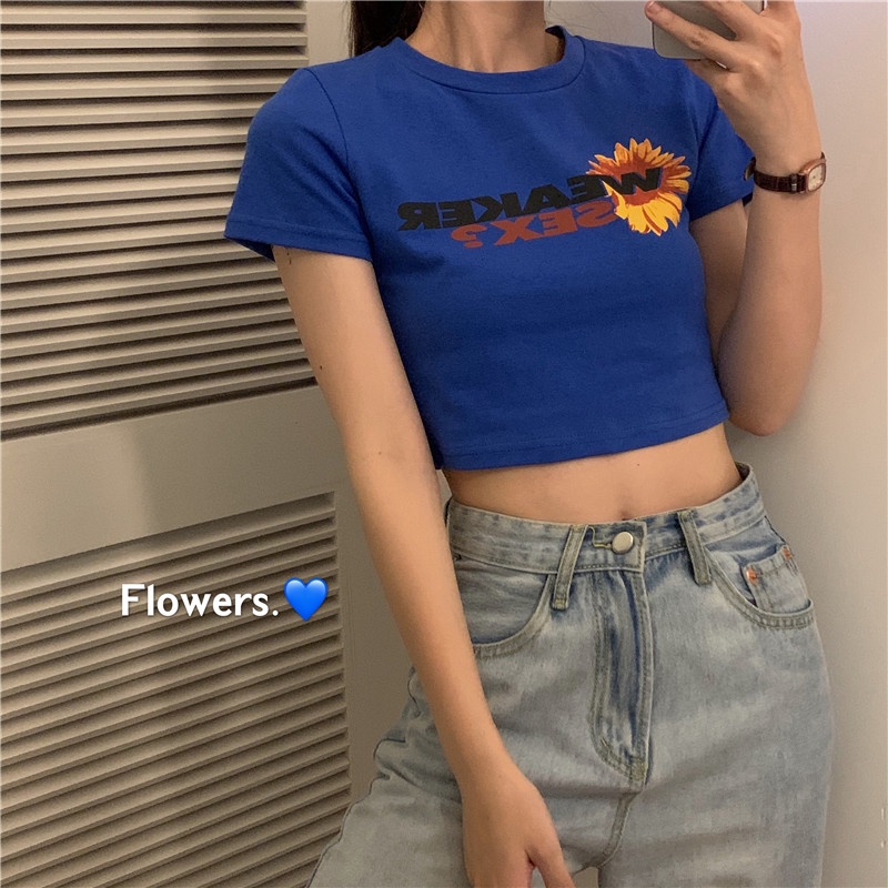 SUXI Áo Thun Dáng Rộng In Hình Hoa Cúc Xinh Xắn Thời Trang Mùa Hè Dành Cho Nữ