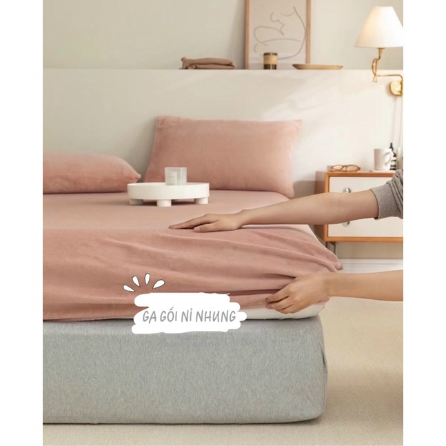 Set Ga Gối Nỉ Nhung Sữa Mềm Mịn Cho Mùa Đông, Tone Màu Basic_ shinbedding